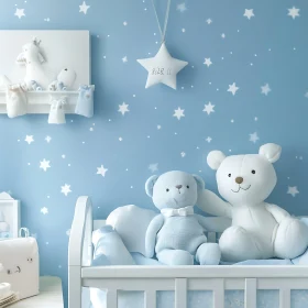 Serene Nursery Decor with Starry Wallpaper