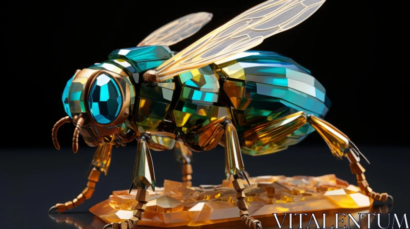 AI ART Iridescent Glass Bee Sculpture - A Technological Marvel