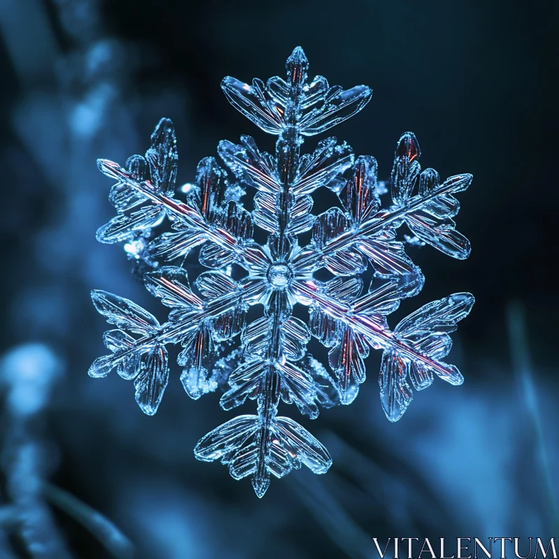 Intricate Snowflake in Macro Detail AI Image