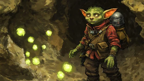 Fantasy Goblin in a Mystical Cave