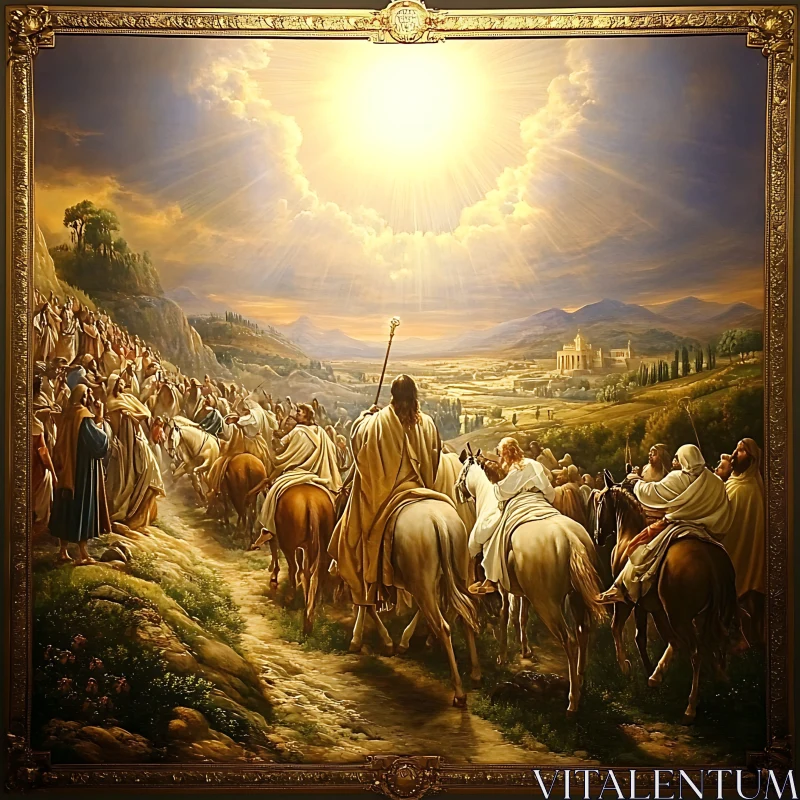 Equestrian Pilgrimage Towards the Light AI Image