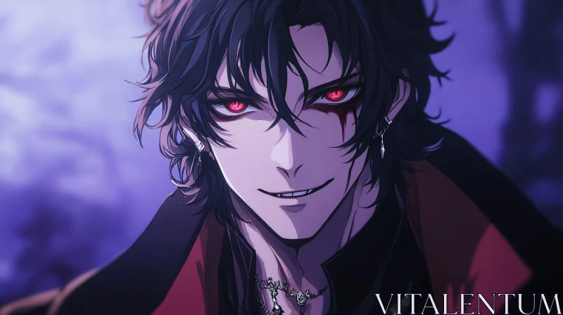 AI ART Anime Vampire Portrait with Red Eyes