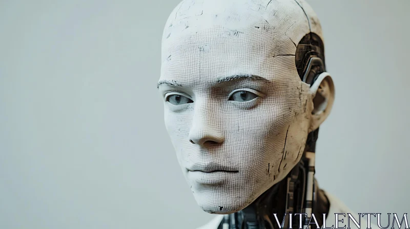 Highly Detailed Humanoid Cyborg Face Close-Up AI Image