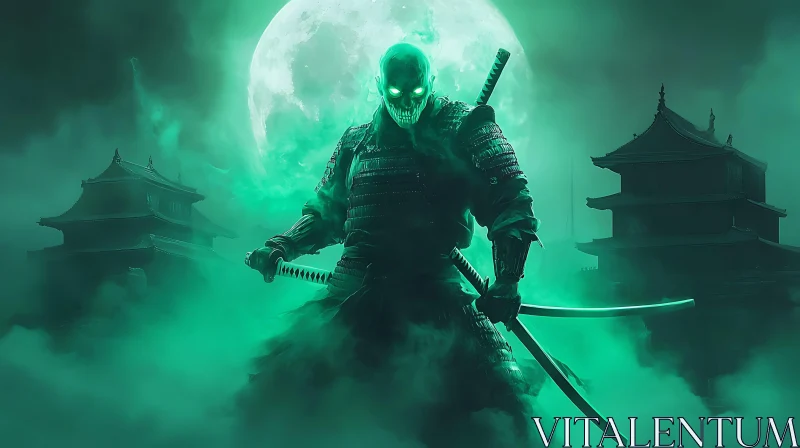 AI ART Undead Samurai with Katanas