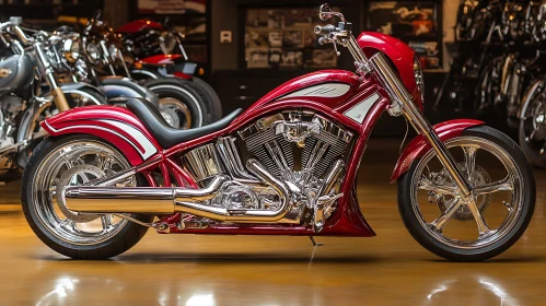 Red Motorcycle with Chrome Details