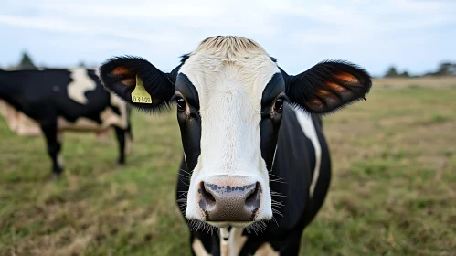 Black and White Cow in Field