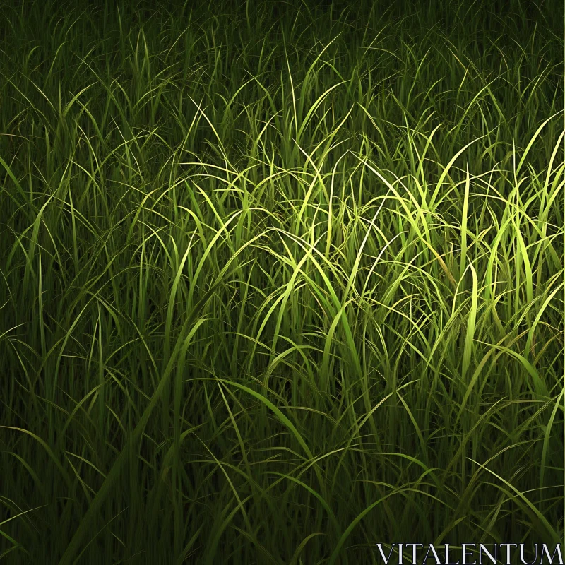 Verdant Grass Blades in Sunlight AI Image