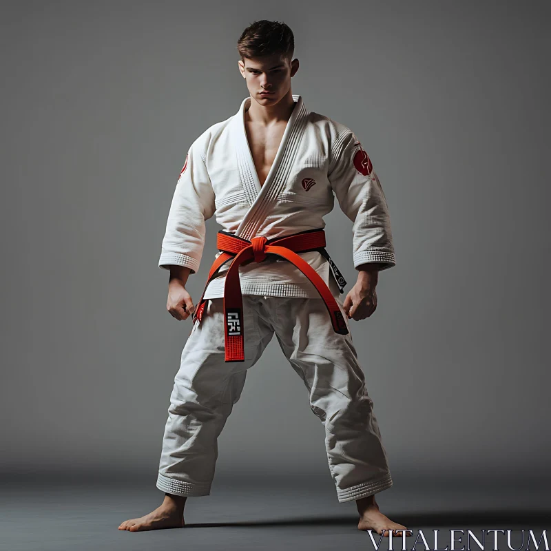 Young Man in Martial Arts Uniform AI Image