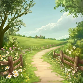 Tranquil Path Through Blooming Meadow