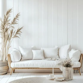 Serene White Interior with Pampas Grass