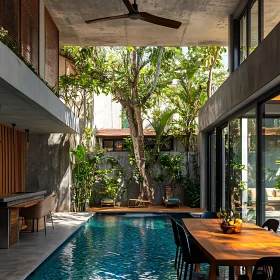 Tranquil Indoor Pool with Lush Greenery