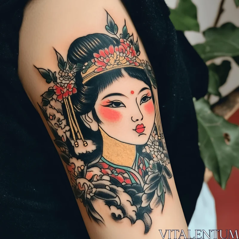 Geisha Tattoo Arm Art AI Image