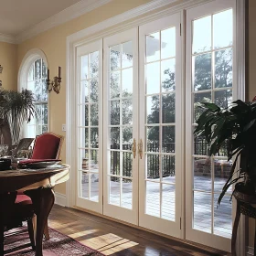 Sunlit Interior with French Door View