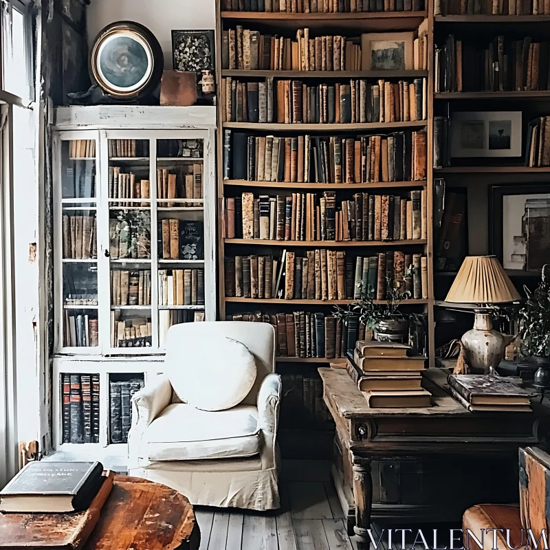 AI ART Cozy Reading Nook with Books