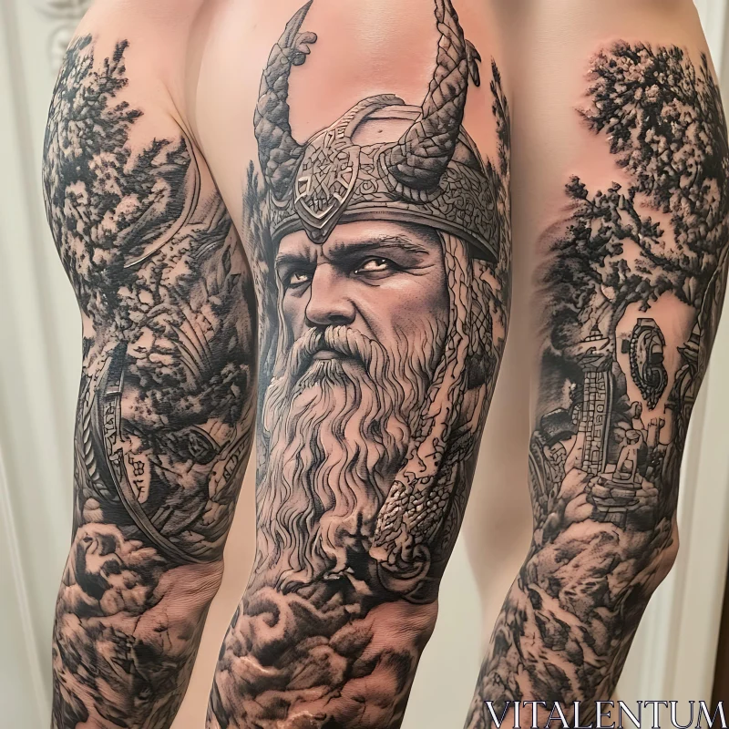 Norse Mythology-Inspired Viking Tattoo AI Image