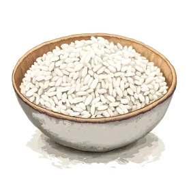 White Rice in a Simple Bowl