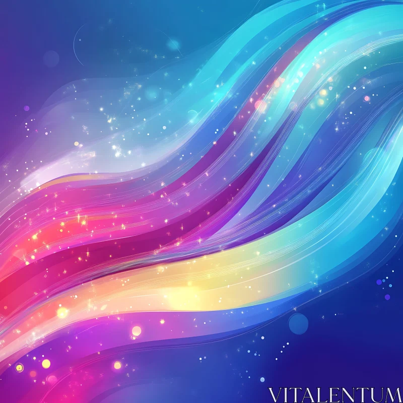 Flowing Colourful Waves with Glitter AI Image