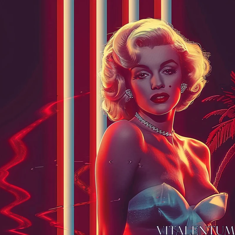 Iconic Marilyn Monroe Neon Portrait AI Image