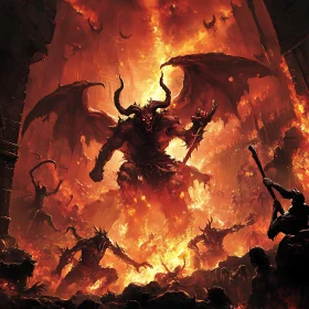 Demon in Hellscape: A Fiery Portrait