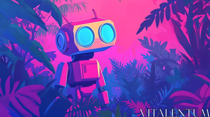 AI ART Neon Jungle Robot Art