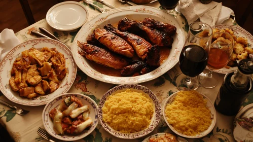 Culinary Still Life with Roasted Meats