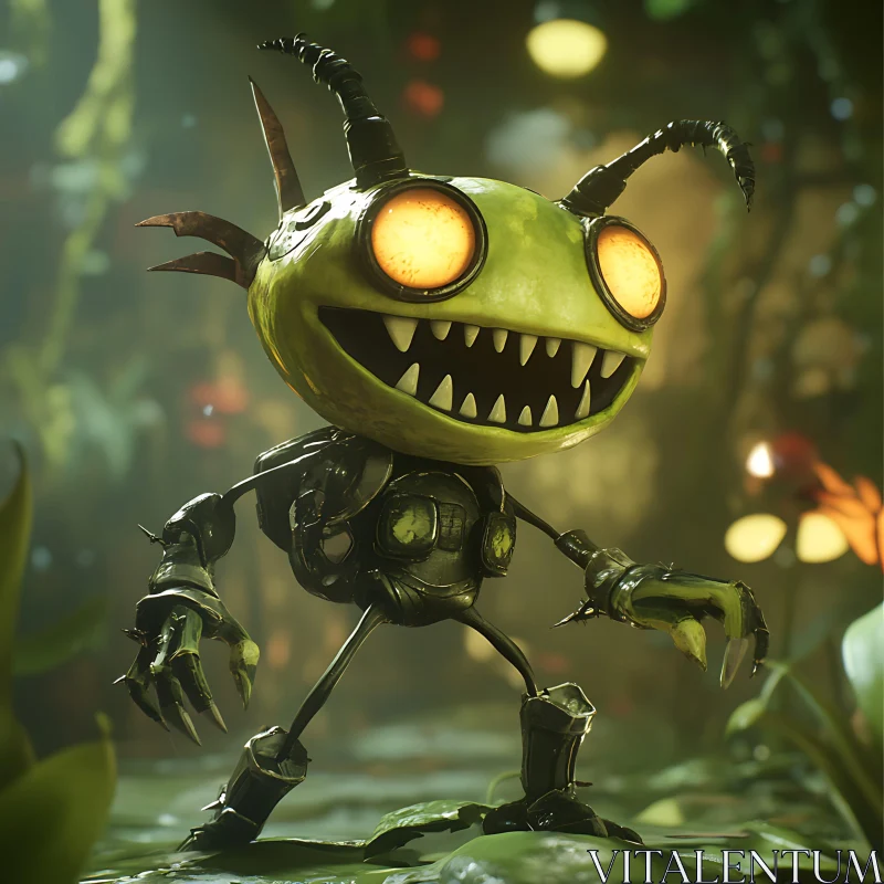 Whimsical Green Monster Character AI Image