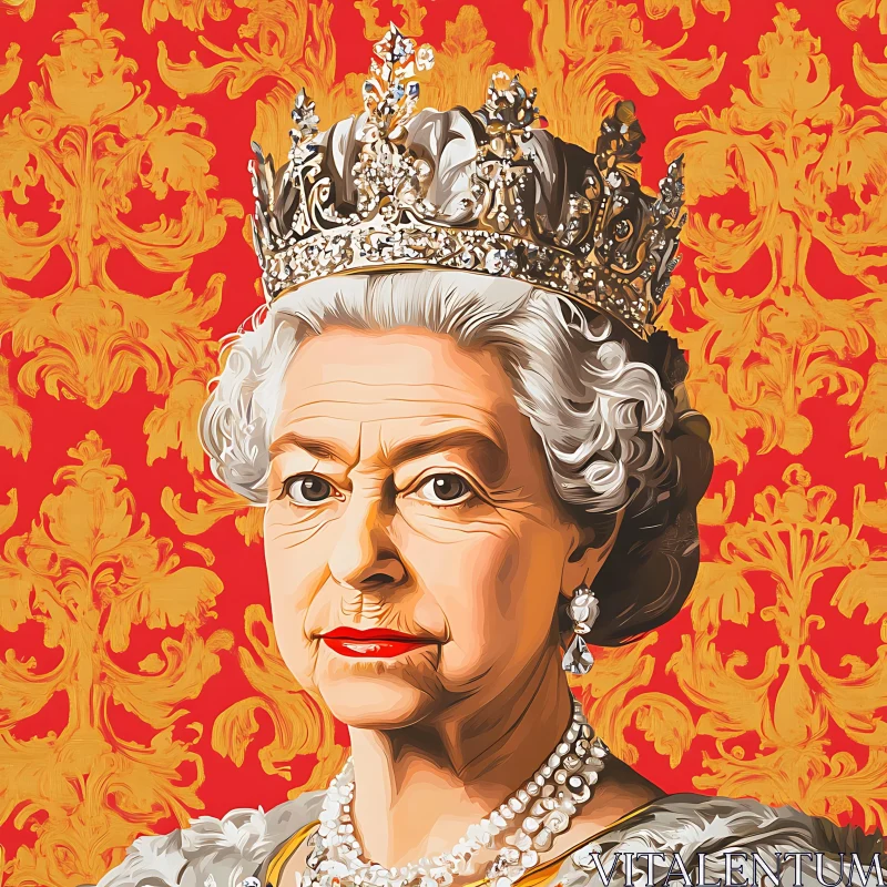 Royal Portrait of a Queen in State AI Image