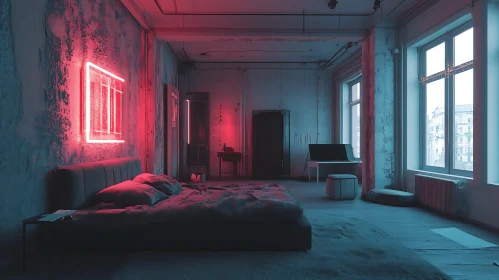 Urban Bedroom with Neon Lighting