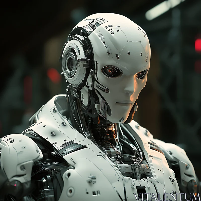 Close-Up of a Futuristic Humanoid Robot AI Image