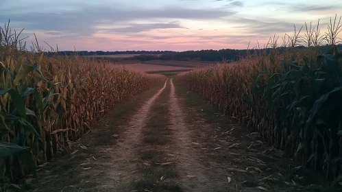 Rural Road Through Cornfield