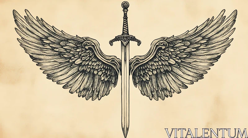 AI ART Sword with Wings Artistic Illustration