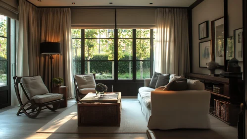 Cozy Home Interior with Garden View