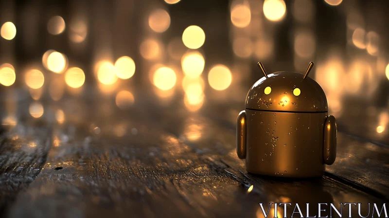 Android Robot with Warm Bokeh Lighting AI Image