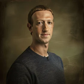 Mark Zuckerberg Detailed Portrait in Blue Sweater