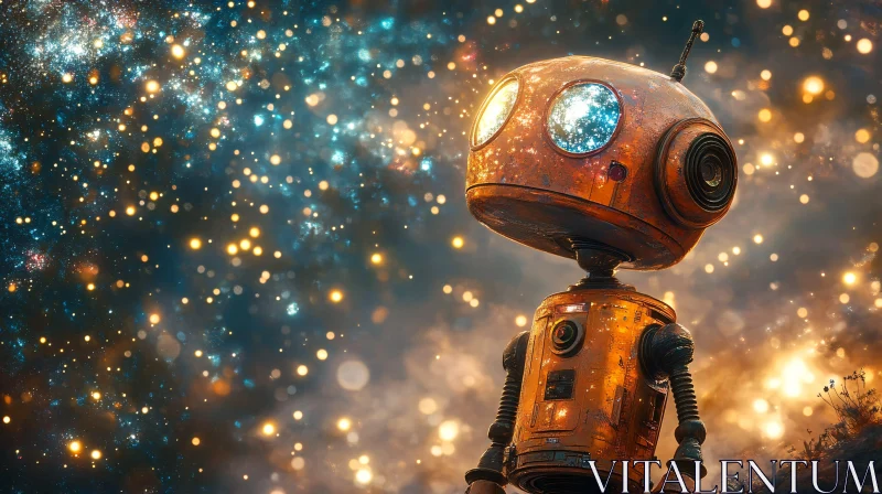 AI ART Vintage Robot with Starry Sky