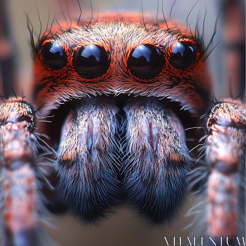 Detailed Macro Image of a Spider's Face AI Image