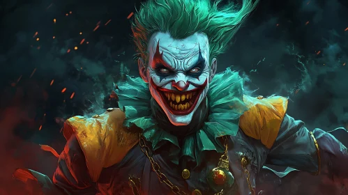 Evil Clown with Fiery Background