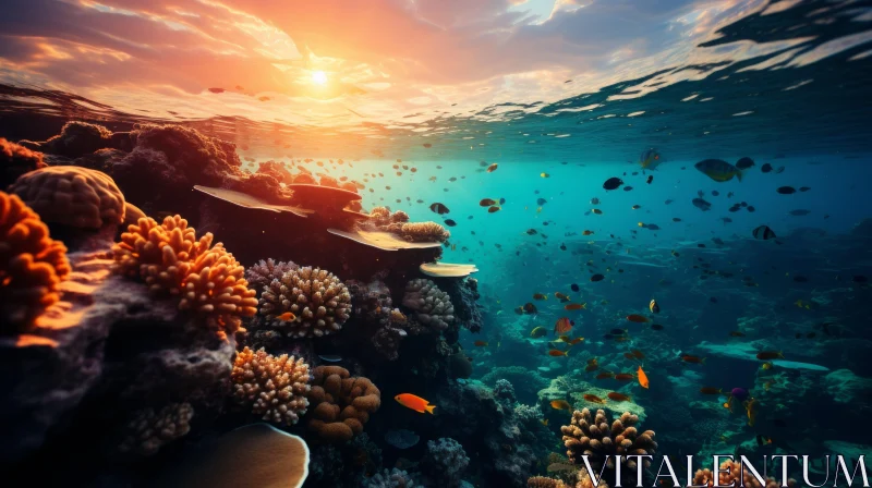 Captivating Coral Reef Under the Sun | Nature Photography AI Image
