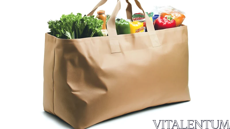 Fresh Vegetables and Groceries in Reusable Bag AI Image