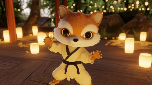 Cute Fox Practicing Martial Arts