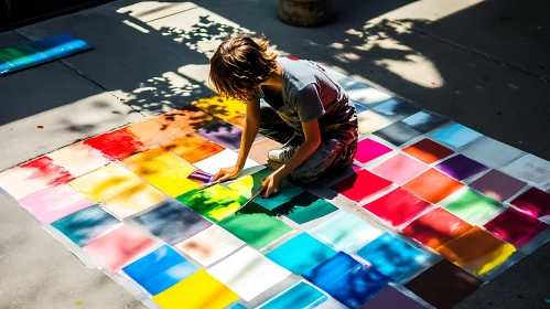 Street Artist Paints Colorful Squares