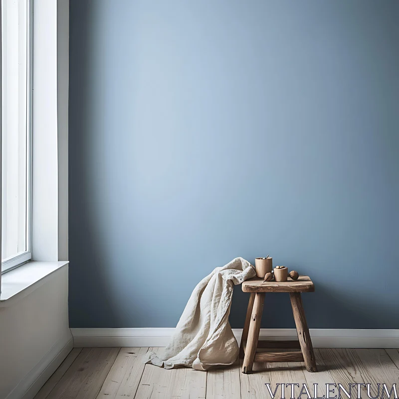 Still Life with Wooden Stool AI Image