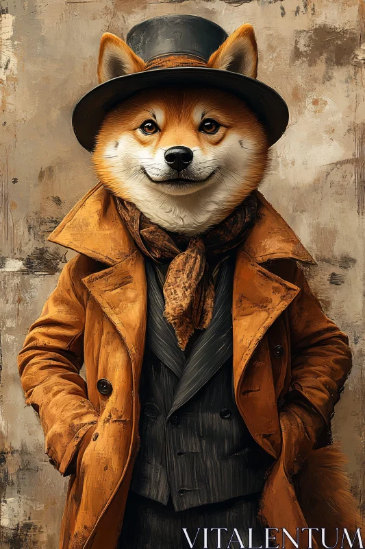 Dapper Dog in Retro Attire AI Image