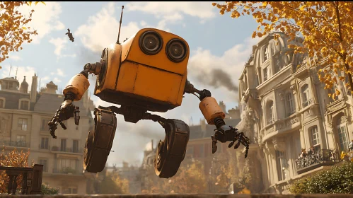 Floating Robot in Parisian Autumn