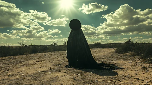 Mysterious Figure in Desert Landscape