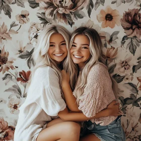 Portrait of Two Blonde Women with Flowers