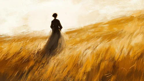 Golden Field Solitude Art