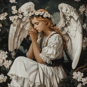 Serene Angel Portrait with White Wings