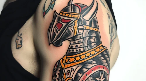 Intricate Colorful Knight Tattoo