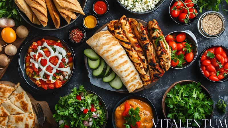 Colorful Mediterranean Food Spread AI Image